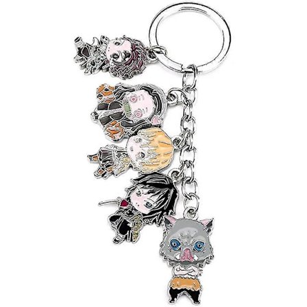 Demon Slayer: Kimetsu No Yaiba 5 Roller I Én Metall Nøkkelring Anheng Klesveske Tilbehør