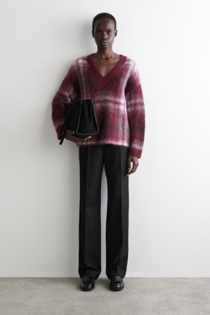 COS Women's Jersey De Cuadros En Mezcla De Alpaca in Rojo