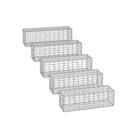 Silver Rootz Gabion Set - Metallnät - Spiralpinne - Distanskrokar - Galvaniserat stål - 100 cm x 30 cm x 30 cm - 5 cm x 10 cm Maskstorlek - 4 mm trådd