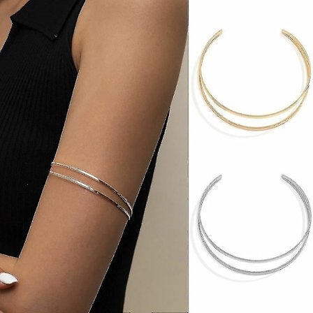 Silver Guldpläterat Armband Överarmsmanschett Armband Dam Minimalistiskt Armband Födelsedagspresenter Tw Gold