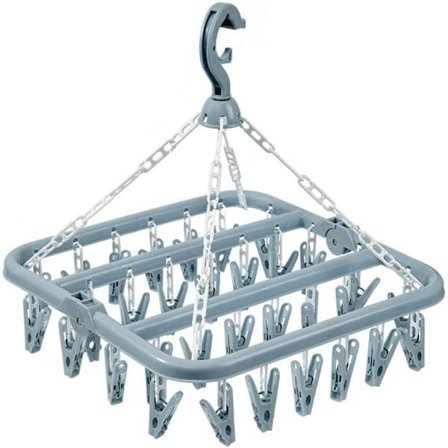 Pyykkiteline 32 klipsillä, Taitettava muovinen vaatteiden kuivausteline