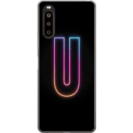 Kompatibelt Mobildeksel til Sony Sony Xperia 10 II Minimalistisk neonbokstav U i fargerik lys effekt mot svart bakgrunn