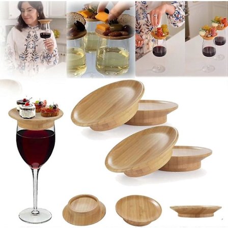 Vinglas Charkuteribricka Topper, 2024 Vinglas Charkuteribricka Topper, Bambu Underlägg Vinglas Topper, Aptitretare Tallrikar Vinglas Topper