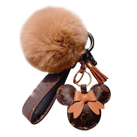 Herre Kvinner Vintage Stil Lær Mus Hode Nøkkelring Nøkkelring