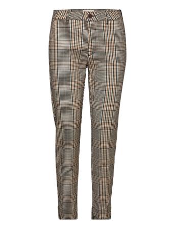 Fqrex-Ankle-Pa-Check4 Bottoms Trousers Slim Fit Trousers Brown FREE/QUENT