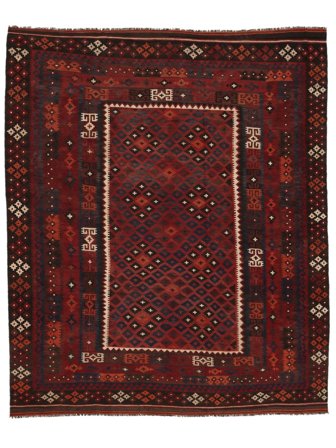 Tapis Kilim Maimane 256X305 Noir/Rouge Foncé Grand (Laine, Afghanistan)