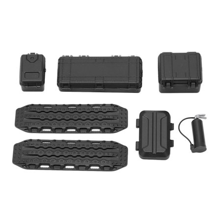 1/18 1/24 Skala RC Bil Tilbehørssæt Sort Værktøjskasse Brandslukker Redningsplade Bagagekuffert