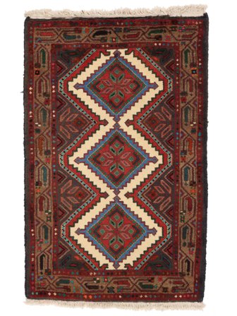 Handgeknüpft Persischer Hamadan Teppich 80X122 Schwarz/Dunkelrot