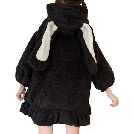 Dame Søt Kaninøre Hettegenser Fuzzy Fluffy Kaningenser Sweatshirt Pullover Topper Langermet Kawaii Jakke Kåper