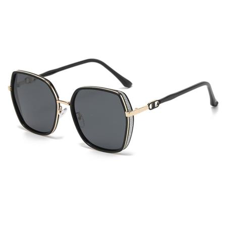 Överdimensionerade solglasögon för kvinnor som minskar bländning halkfria ridglasögon för semesterresor strandsemester Gold Frame Black Gray Sheet
