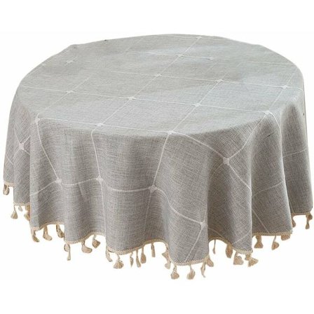 59 tuuman rustiikkinen pöytäliina ulkokäyttöön rypistymättömille pyöreille pöydille kirjontapöytäliinoille (harmaa ristikko)