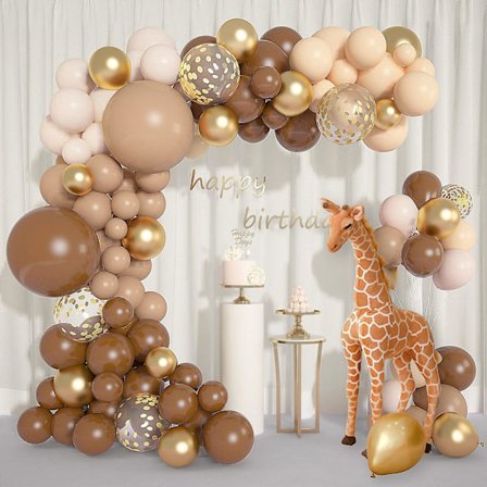 126 st bruna kaffeballonger karamell ballongbåge kit blush nude dubbelfylld aprikos guld metall