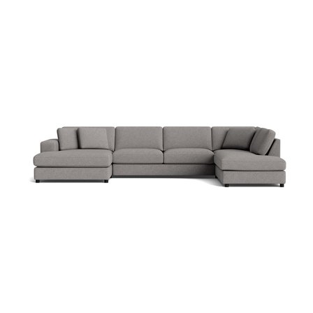 Oasis U-Form Sofa, links, Loop Grau, moderne Wohnlandschaft mit Nozag-Federung, komfortables Design, hochwertige Polsterung, Höhe 79cm.