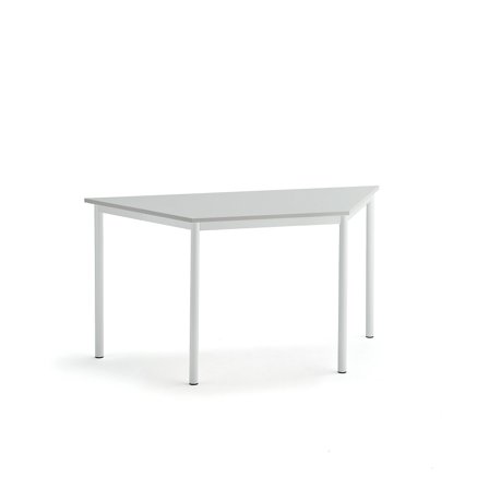 Tisch SONITUS TRAPETS, 1400x700x720 mm, Hochdrucklaminat grau, weiß