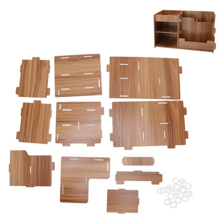 Træ Skrivebord Organiseringshylde Multi-lags Pladsbesparende Bordplade Opbevaringsboks til Hjemmekontor Skole