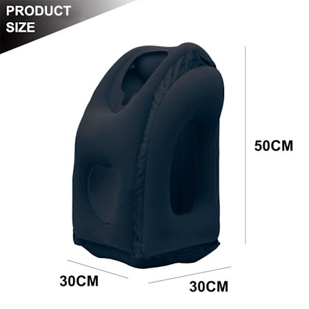 Oppustelig rejsepude til fly, oppustelig hals, sort