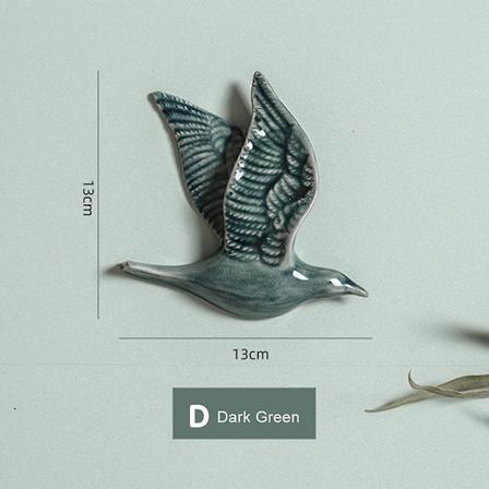 3D Keramiske Flygende Fugler Veggdekorasjon Kreative Fugler Hengepynt For Hjemmet Dark Green Type E