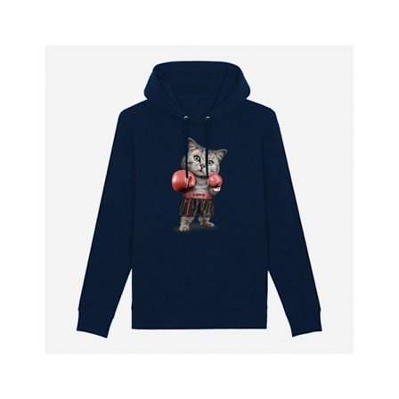 Naisten huppari - WOOOP - Boxing Cat - 50% puuvillaa - 50% polyesteria - Kenguru-tasku