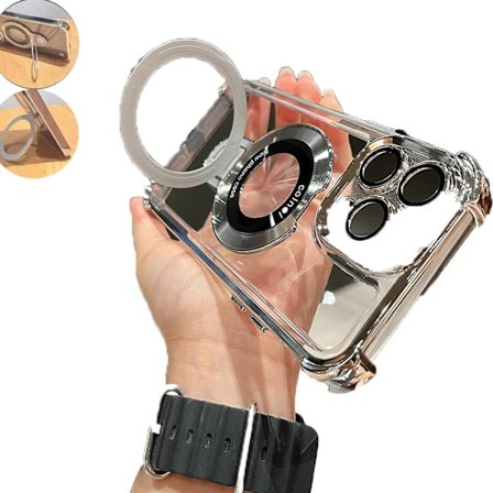 Magnetisk ramlöst case för Iphone 15 Pro Max/iphone 15 Pro med osynligt ringställ