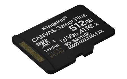 Kingston 512GB micSDXC Canvas Select Plus Gen3 150R A1 Single Pack w/o ADP