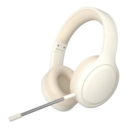 Trådløse Bluetooth-hodetelefoner med avtakbar mikrofon, kraftig bass, Bluetooth 5.3 og lang batteritid - Hvit