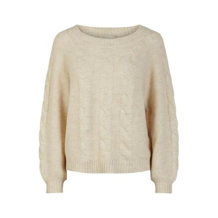 Pieces, Pcshelby LS Boat Neck Knit Beige, Dames, Maat:M