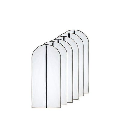 Klespose (Sett med 6) Svart Side Pustende Klar Full Glidelåsposer for Klesoppbevaring (60x100cm, Svart)