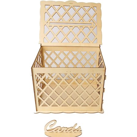 Elegant DIY Trälåda för Kort med Återanvändbar Ihålig Design, Kort