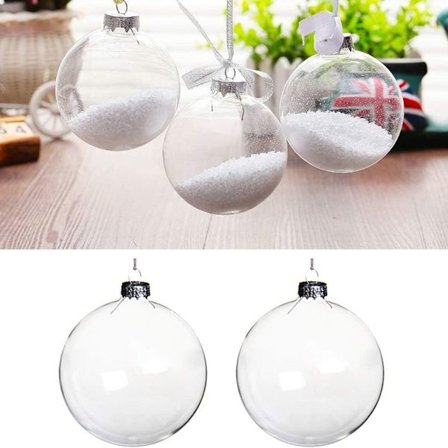 5 x julekulepynt laget av klare fyllbare julekuler til å fylle for KLB
