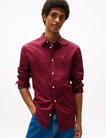 Tommy Jeans Tjm Original Stretch Shirt - Burgundy - XS