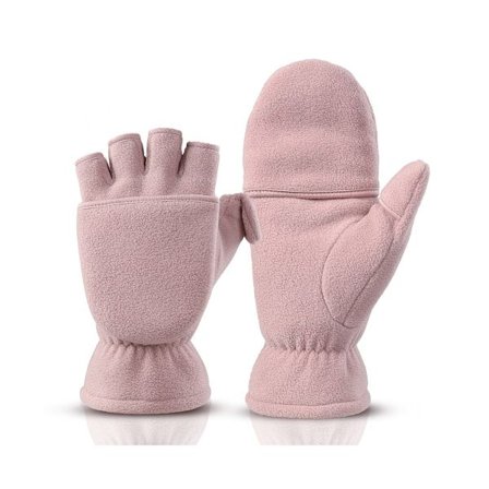 Pink Fleece Flip-Top Touchscreen Handsker - Varme og Alsidige M