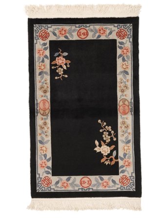 91X152 Tapete China 90 Line Oriental Preto/Castanho (Lã, China) Carpetvista