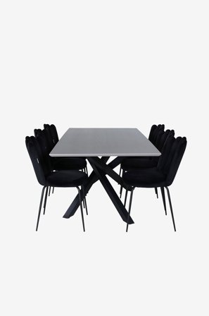 Venture Home - Spisegruppe Piazza med 6 spisebordsstole Limhamn Light - Grå - Spisegrupper - Fra Homeroom