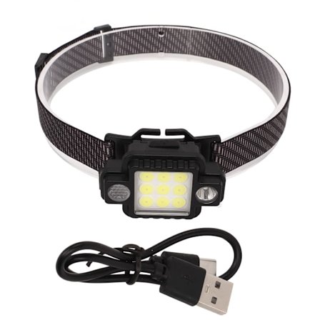 LED Hodelykt USB Magnetisk Ultralett COB Multifunksjon ABS Hodelykt Rødt Blått Lys Utendørs Natt
