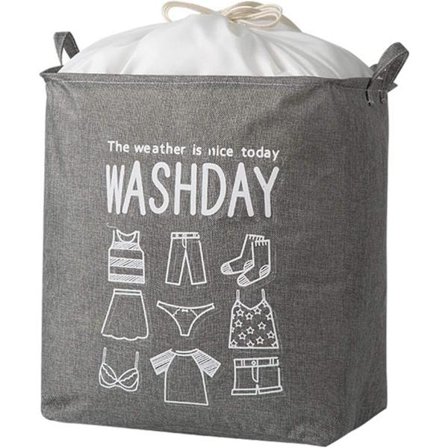 Stor klesvaskurv, 75L sammenleggbar kleskurv, kleskurv med snøring, skittentøyspose for reiser, skittentøy hjemme på farten