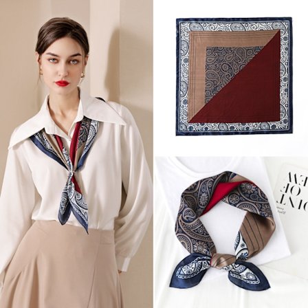 27,5 x 27,5 Kvadratisk Silkesliknande Hårsjalv Huvud Sovande Wrap Satin Huvudduk, Blå-24