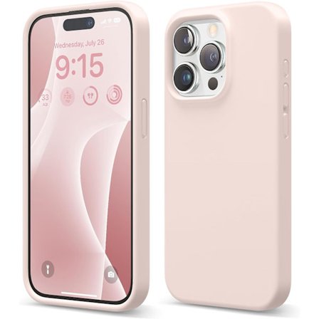 Flydende silikone etui kompatibelt med iPhone 15 Pro etui, Premium silikone, fuld beskyttende cover - Dejlig pink