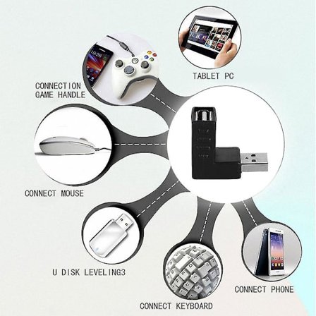 USB 2.0 Han til Hun 90 Graders Vinklet Adapter Stik