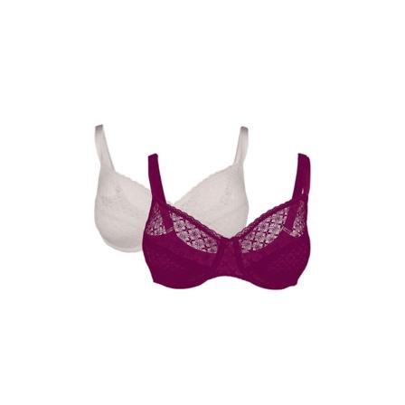 Underbar Spetsbh Med Texturerad Dam/dam (förpackning Med 2) 30e Dark R