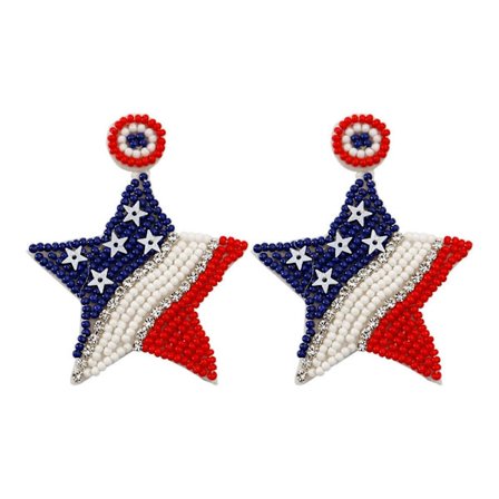 Patriotiske USA Bogstav Øreringe med Frøperler Rød/Hvid/Blå Amerikansk Uafhængighedsdag Dingle Øreringe til Kvinder Piger