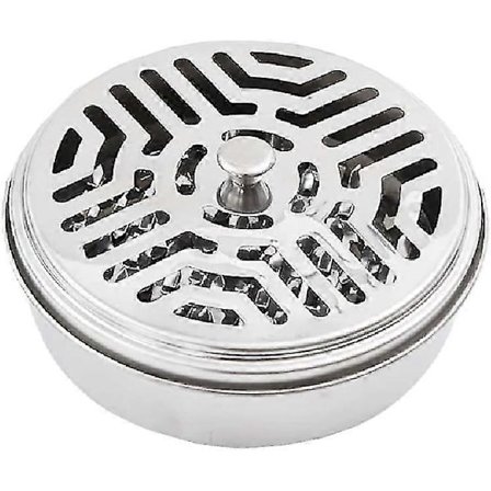 Rund brænder til røgelsesholder i rustfrit stål med låg_Specielle gaver