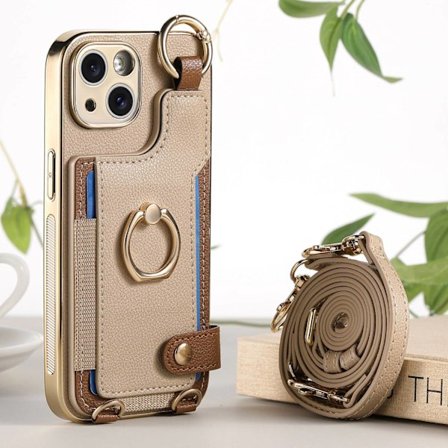 iPhone 16 Pro -kuori, khaki, muoti, galvanointi, monitoiminen rannekoru, pitkä ja lyhyt l