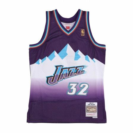 Mitchell & Ness basketball jersey man nba swingman hardwood classics no 32 karl malone utajaz , Paars , Heren , Maat: S Shirts