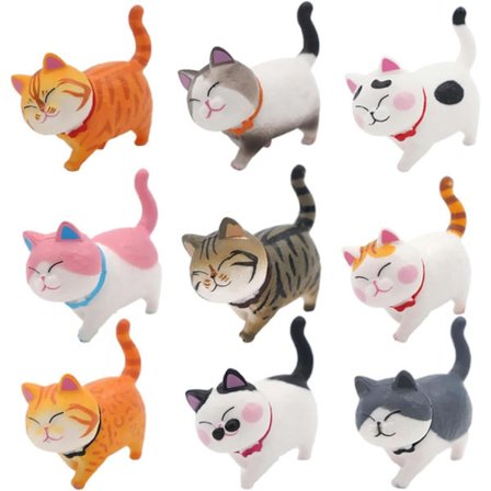 9 stk realistiske miniatyrfigurer leketøy katt figur søt kattunge figur pedagogisk dyr figur