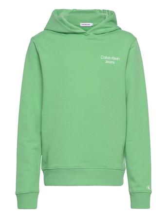 Ckj Stack Logo Hoodie Hettegenser Genser Grønn Calvin Klein*Betinget Tilbud