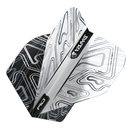 Red Dragon Darts Standard Flights Yin Yang Pattern 100 Micron Extra Thick - 3 Sets (9 Flights) Black, White, Grey, Pro Design, Flight Accessories