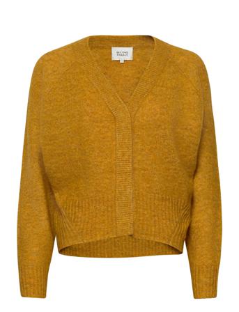 Brook Knit Boxy Cardigan Strikkegenser Cardigan Gul Second Female