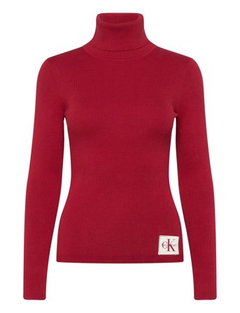 Calvin Klein Jeans Woven Label Roll Neck - Red - S