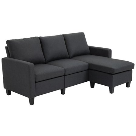 Rootz Soffa - Hörnsoffa - Tygsoffa - Hörnsoffa Set - L-Shape Soffa - Mörkgrå - 197 x 139 x 91 cm