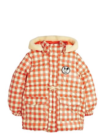 Mini Rodini Ritzratz Patch Gingham Aop Heavy Puffer - Orange - 80/86